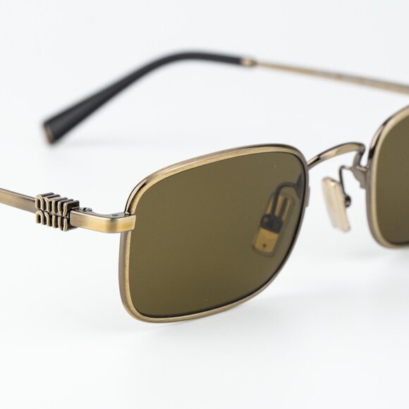 Miu Miu Women Sunglasses Old Gold Brown Rectangle MUA53S 26C09Z NEW AUTHENTIC - Picture 6 of 12
